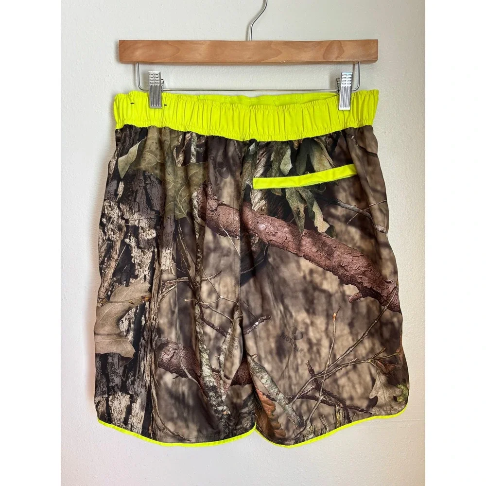 Mossy Oak Mens Camo Swim Trunks Neon Yellow Break-Up Country Small‎